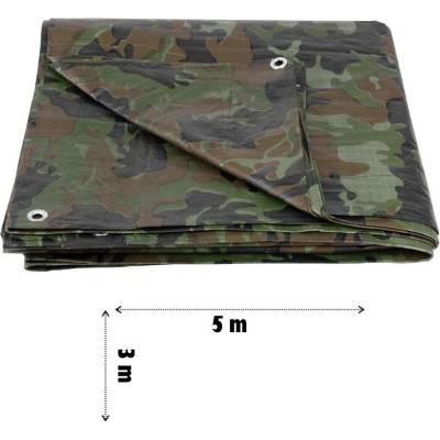 Tarpaulin Plachta Khaki 3x5 m, 80 g m, zakrývacia, oliva-kamufláž, s okami PRO-2170082
