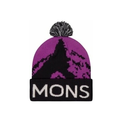Mons Royale Mtn Pixel Merino Pom Pom Beanie Purple Bolt Black fialová