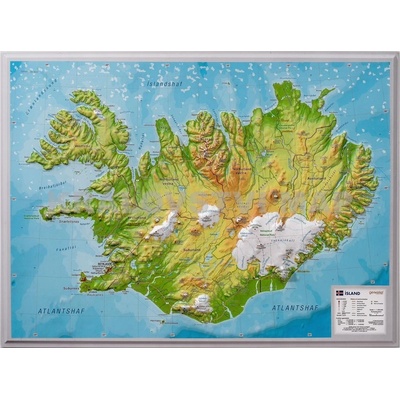 Georelief Island - plastická mapa 40 x 30 cm Varianta: bez rámu, Provedení: plastická mapa – Zboží Dáma