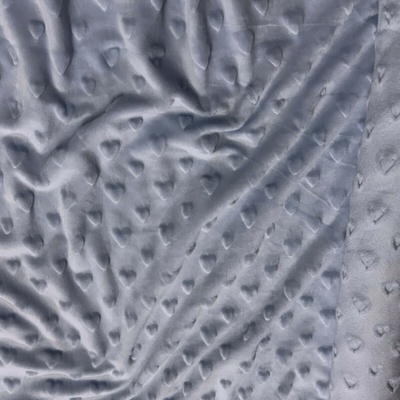 Látka minky srdička, 320 g/m², šíře 160 cm, metráž, světle modrá