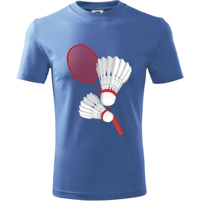 Bedminton pálka a košík tričko detské svetlomodrá
