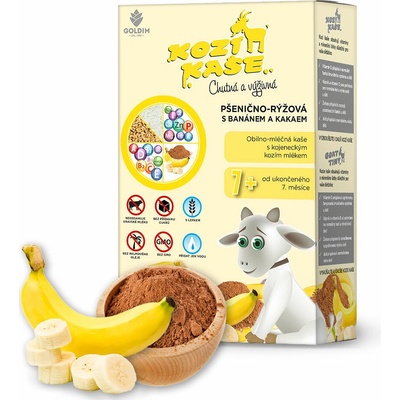 Goldim z kozieho mlieka pšenično-ryžová s banánom a kakaom 225g