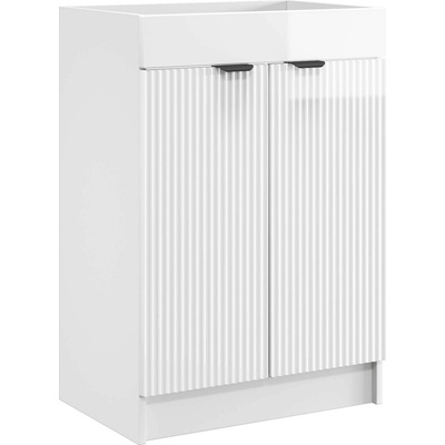 vidaXL Мебел под мивка за баня Бял гланц 56 x 37, 5 x 81 см (890098)