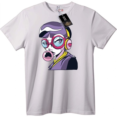 NOONEBRAND Тениска с Аниме момиче със слушалки - XL, White