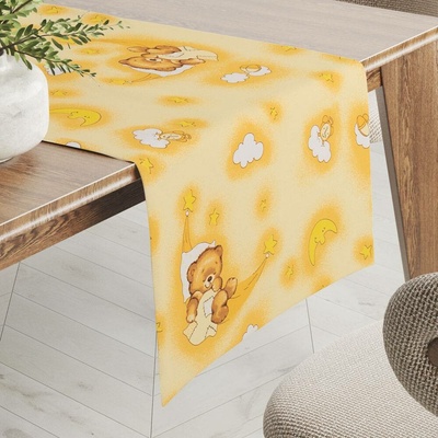 Biante Dětský bavlna běhoun Sandra SA-727 Spící medvídci na žlutooranžovém 35x140 cm