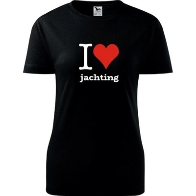 Černé dámské tričko I love jachting triko se srdcem