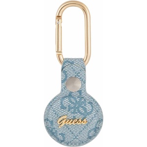 GUESS Стилен ключодържател от изкуствена кожа за Apple AirTag - Guess PU 4G Script Dog Clip AirTag Case (син) (GUATP4GMSRB)