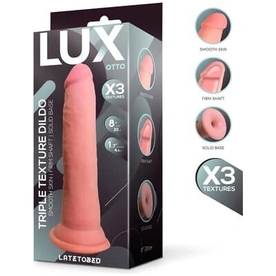LUX Otto trojitá textúra dildo 20 cm farba kože TPE CL,22