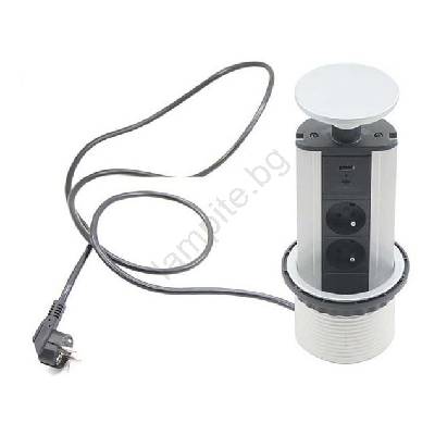 Настолен свързващият контакт 2x230V +USB-A 3, 1A +UBS-C 15, 5W 230V (FK0221)
