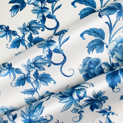 Takoy Elastický pravý hodváb blue flowers