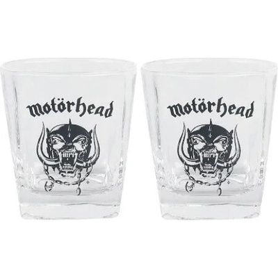 CurePink Sklenice na whisky Motörhead Logo set 2 kusů KKLWGMH1 250 ml