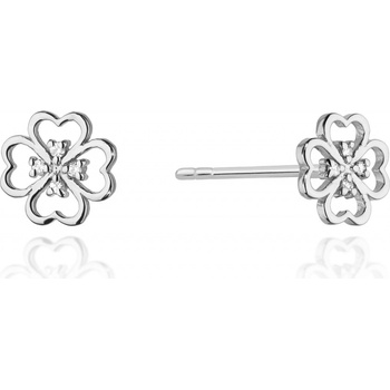 Blink-Blink Napichovacie náušnice ŠTVORLÍSTOK s diamantami 0.04 ct 3126BDB