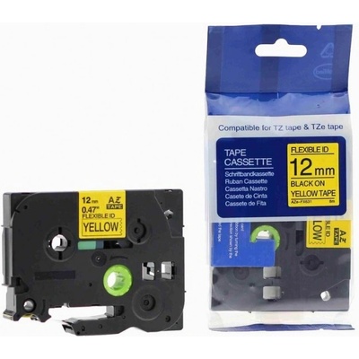 Compatible Съвместима лента с Brother TZ-FX631/TZe-FX631 12mm x 8m, гъвкави, черен печат/жълт фон (TZeFX631)