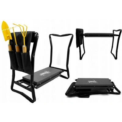 GardenLine 2в1 градинска пейка и колене 59x27, 5x49cm - черна (GWI4644)