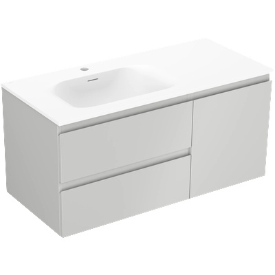 Orio шкаф за баня 100 см с мивка Вела лява, 2S, 1D, сива мат/бяла мат (91A13-10047-3-BBFFF62-W23L01)