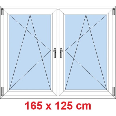 Soft Dvoukřídlé plastové okno 165x125 cm OS+OS se sloupkem Bílá