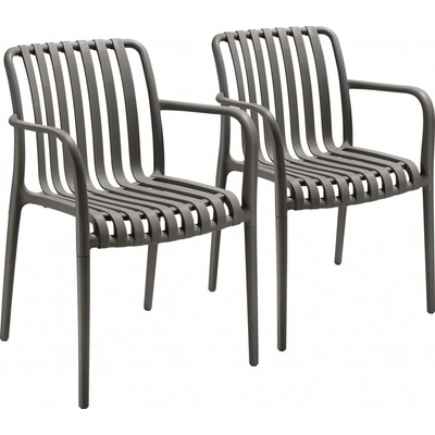 tectake 406041 zahradní židle alcudia, odolné proti povětrnostním vlivům, stohovatelné - antracit,sada 2 kusů