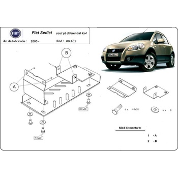 Scut Motor - Румъния Метална кора под диференциал fiat sedici от 2006 (73641)