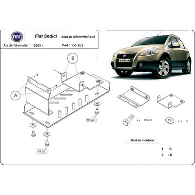 Scut Motor - Румъния Метална кора под диференциал fiat sedici от 2006 (73641)