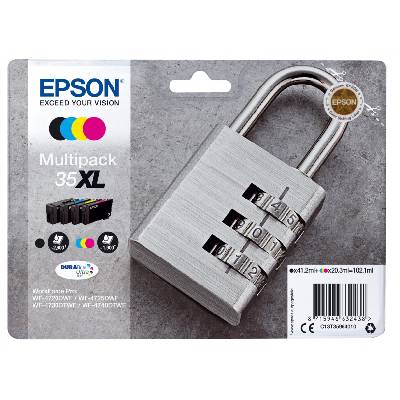 Padlock C13T35964010 глава и патрон за мастиленоструен принтер 1 броя Оригинал Висок (XL) добив Черен, Синьо-зелен, Пурпурен, Жълт (C13T35964010)