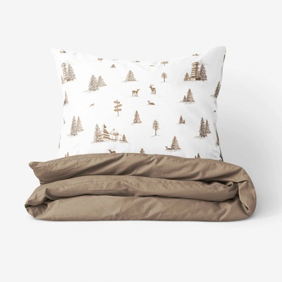 Goldea bavlna obliečky duo beskydy s kávovo hnedou 140x200 70x90