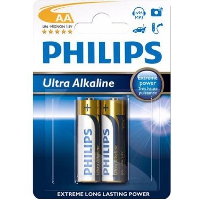 Philips Батерии алкални Philips Ultra AA, 1.5V, 2 бр (LR6E2B)