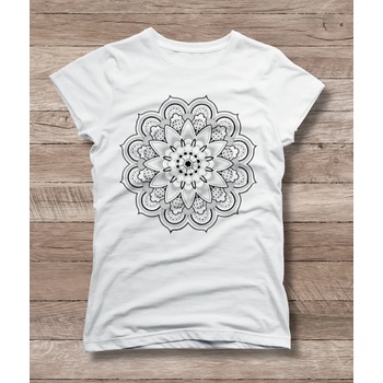 Мъжка тениска 'Мандала цвете' - бял, l