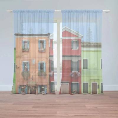 Sablio Záclony Domky: 2ks 150x250cm