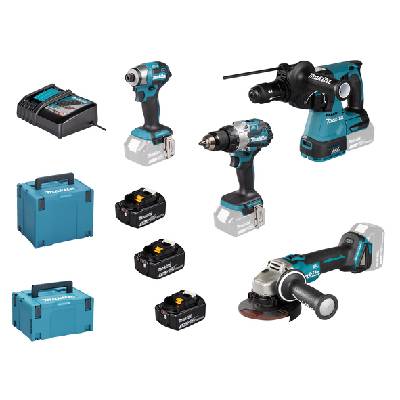 Комплект акумулаторни инструменти MAKITA DGA504+DHR243+DHP489+DTD173 Li-ion LXT 18V/5.0Ah DLX4195JX1 (DLX4195JX1)