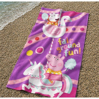 Halantex Bavlněná plážová osuška Prasátko Peppa na pouti 70 x 140 cm