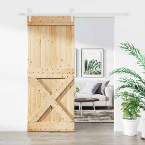 vidaXL Преплъзваща се врата 85 x 210 cm Естествено и бяло (3445190)
