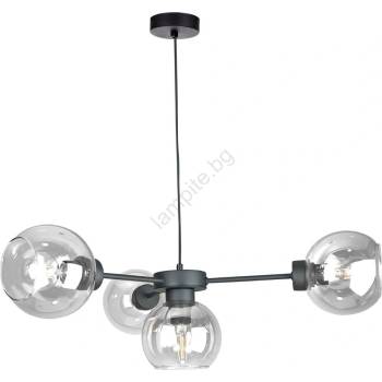 Keter Lighting Пендел KALIOPE 4xE27/60W/230V черен/прозрачен (KE0160)