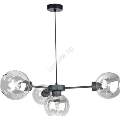 Keter Lighting Пендел KALIOPE 4xE27/60W/230V черен/прозрачен (KE0160)