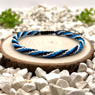 Certom Vícebarevný náramek přátelství - modrá, bílá, černá 0248