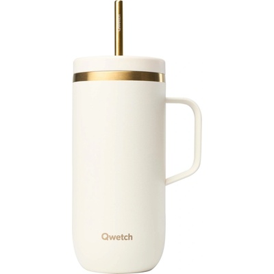 Qwetch Izotermický Cold Cup s ouškem 600 ml Písková a zlatá