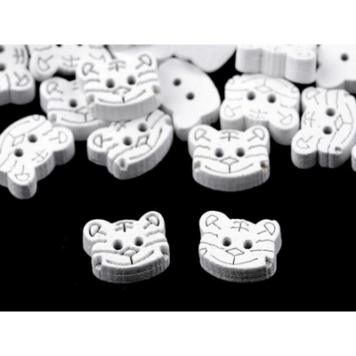 Knoflík s kočkou - černá, bílá Barva: bílá – Zboží Dáma