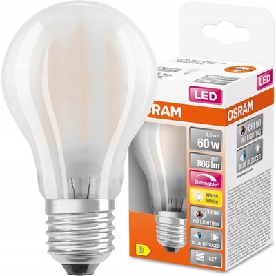 Osram LED žárovka LED E27 A60 5,8W = 60W 806lm 2700K Teplá bílá 300° CRI90 Filament Stmívatelná SUPER STAR+ OSRSTALL2205