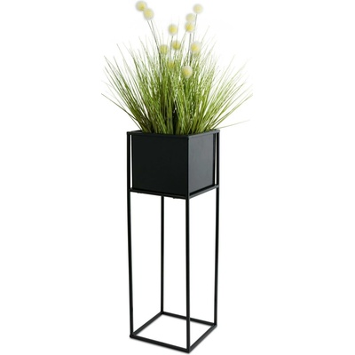 HowHomely KOVOVÝ květináč se stojanem PLAIN 70X24 CM ČERNÁ
