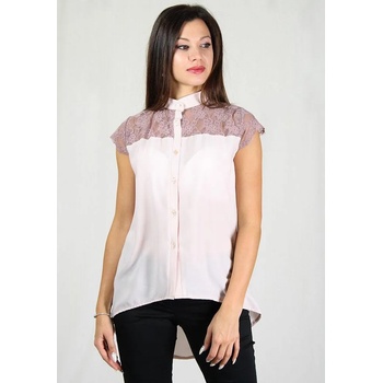 Image 1 of Rumena Дамска риза от шифон с дантела и дантелено ръкавче rumena