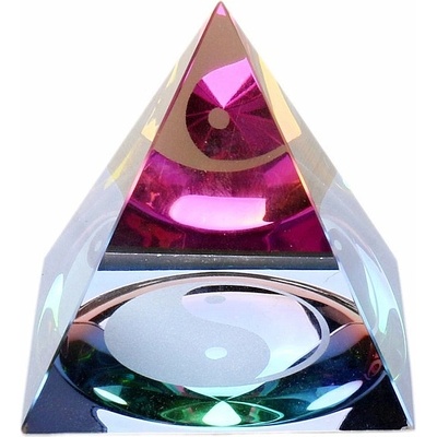 Nefertitis Pyramida pro Feng Shui velká z duhového křišťálu NF5033 - cca 5,6 x 5,6 cm