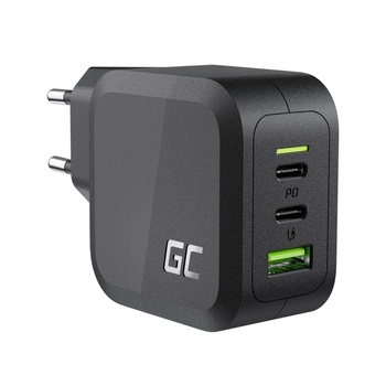 Green Cell Зарядно устройство за лаптоп Green Cell, GC PowerGaN, За MacBook, Таблет, Смартфон, Nintendo Switch 2x USB-C, 1x USB-A, 65 W (CHARGC08) (CHARGC08)