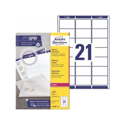 Etikety na zásielky 63,5x38,1mm Avery A4 100 hárkov, laser