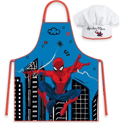 BrandMac Modrá zástera pre deti s čiapkou Spiderman