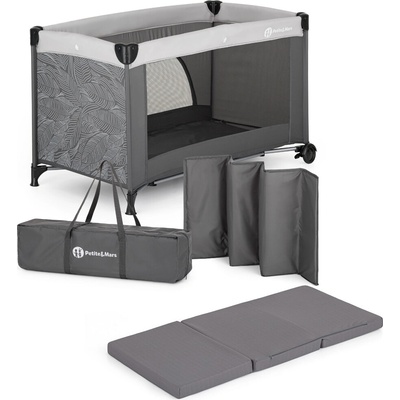 Petite&Mars Cestovní postýlka Nyja Urban Jungle Charcoal