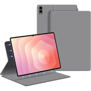 Gigapack Samsung Tab S11 Ultra 5G GIGAPACK Tok стоящ, с кожен ефект, активен FLIP, държач за настолен компютър, светлосив GP-177297 (GP-177297)