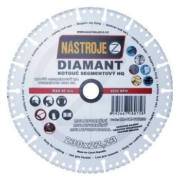 Nástroje cz Kotouč diamantový segmentový 230 x 3,2 x 22,2 mm IM-DK-VU230