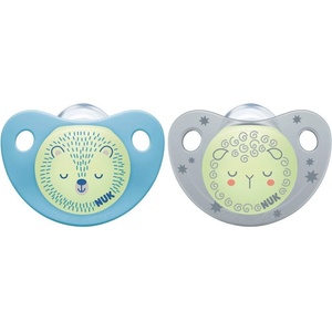 Nuk Силиконови залъгалки NUK - Trendline Night, Мече и Овца с кутия за стерилизиране, 6-18 m, 2 броя (10736126)