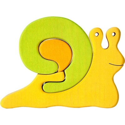 Fauna vkládací puzzle z masivu velký šnek zelený