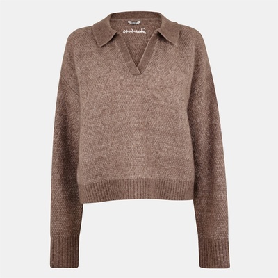 Jack Wills Блуза с яка Jack Wills Women's Knitted Long-Sleeve Polo Shirt - Mocha