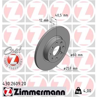 ZIMMERMANN Brzdový kotúč 430260920